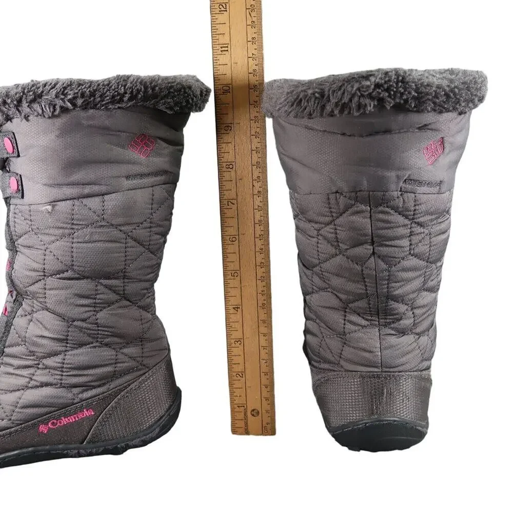 Columbia Shoes Youth 5 Boots Winter Snow Minx Waterproof Lace Up Insulated Grey